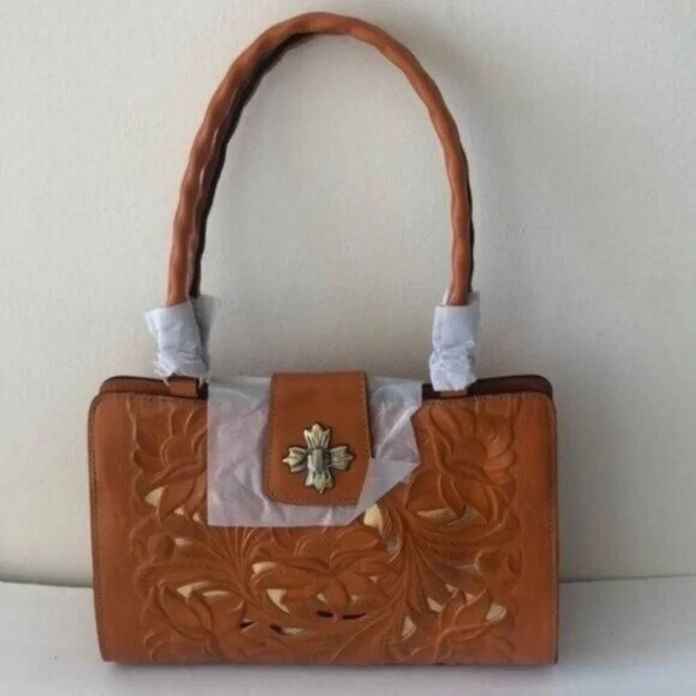 Patricia Nash Handbag Cut Out Rosina Artisan Sun Yellow Leather Shoulder Purse